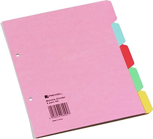 Image of Rexel Manilla A4 Dividers 5 Part - Assorted Colours