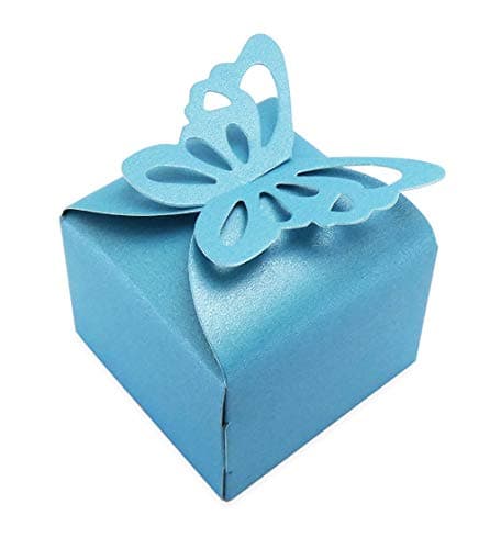 Image of AKORD Butterfly Wedding Favour Boxes Candy Gift Boxes 50pcs (Light Blue)