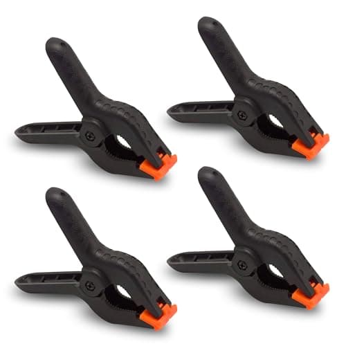 Image of G4GADGET Pack of 4X 3.5 Inch Plastic Spring Clamps - Heavy Duty Quick Grip Clips for Woodwork, Crafts, Photo Studio, Muslin Backgrounds, and DIY Projects