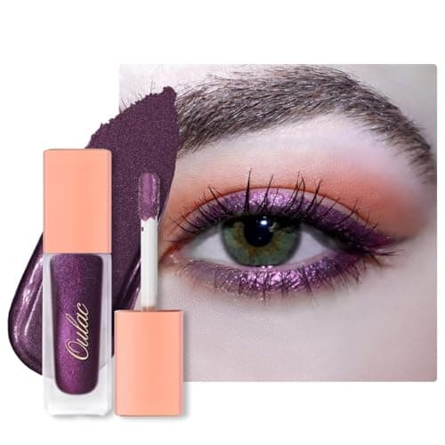 Image of Oulac Liquid Metallic Eyeshadow – Highly Pigmented Purple Eyeshadow & Eyeliner | Metallic Deepened Amethyst, Blendable Eye Make-up, No Creases, Vegan, 6.8g, Vamp It Up (26)
