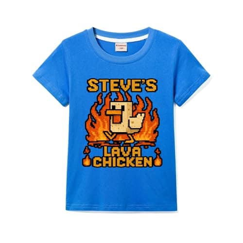 Image of Lava Chicken Girls Boys T-Shirts Kids Cotton Tee for 3-13 Years (Navy Blue,7 Years)