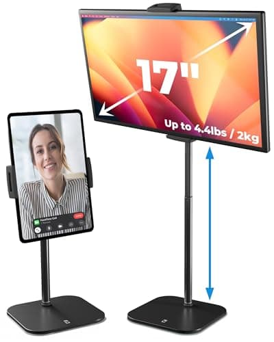 Image of COOPER TabStand, 20" Tall iPad Stand for Desk, Adjustable Tablet Stand for Desk, 4.4lb/2kg Support, Extra Wide Strong iPad Holder, Telescoping Tablet Holder for 5-17" Portable Monitors (Black)