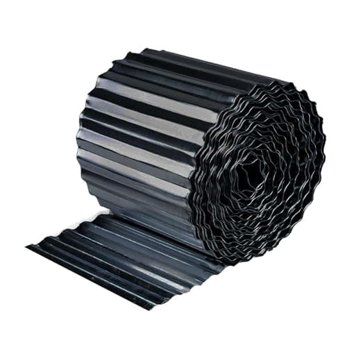 Image of Nicoman Metal Garden Edging Border - Heavy Duty Galvanised Steel Lawn Edging, Flexible DIY Landscape Border for Trees, Flower Beds, and Plants (Black, 6"x10FT)