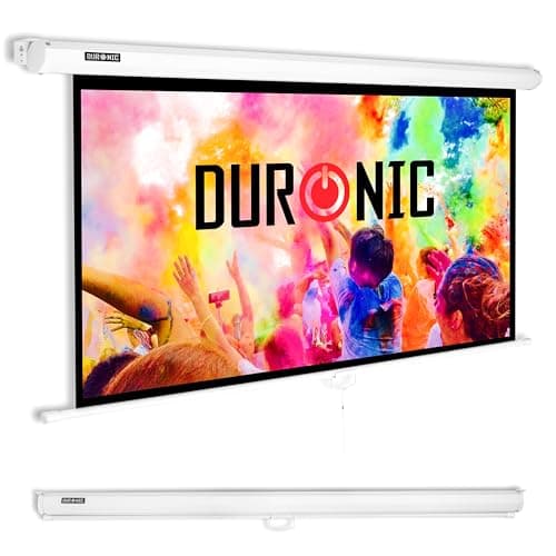 Image of Duronic Projector Screen MPS80/169 Manual Projection Screens 80” Pull Down Movie Screen 16:9 Ratio Ideal for Home Theatre Office Classroom