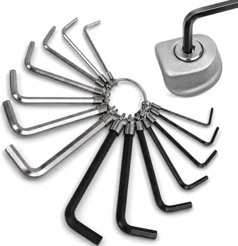 Image of D.A.Y. Republic 14 Piece HEX Key Allen Key Set ON A Convenient Metal Ring, Metric 2mm 2.5mm 3mm 4mm 5mm 6mm 1/16” 5/64” 3/32” ⅛” 5/32” 3/16” & 7/32” (14 Piece Set)