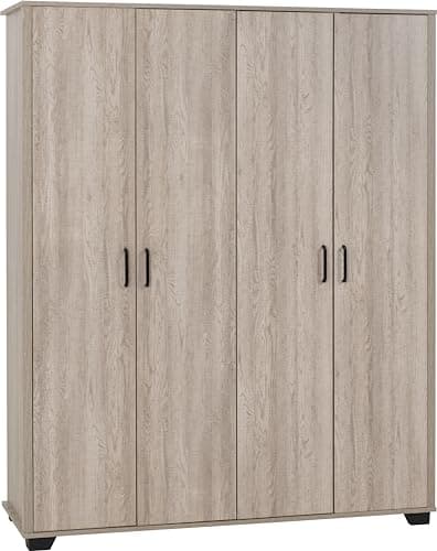 Image of Seconique Oliver 4 Door Wardrobe in Light Oak Effect
