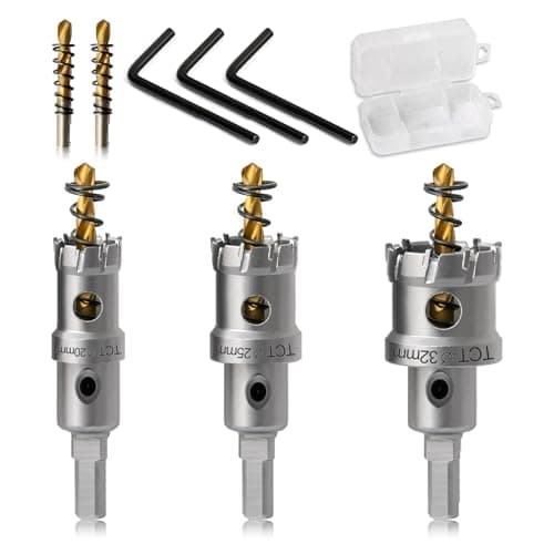 Image of Josaton TCT Carbide Hole Saw Set for Hard Metal, 20mm 25mm 32mm Hole Cutter with Titanium-Plated Pilot Drill Bit for Stainless Steel, Iron, Aluminium, Plastic (3Pcs)