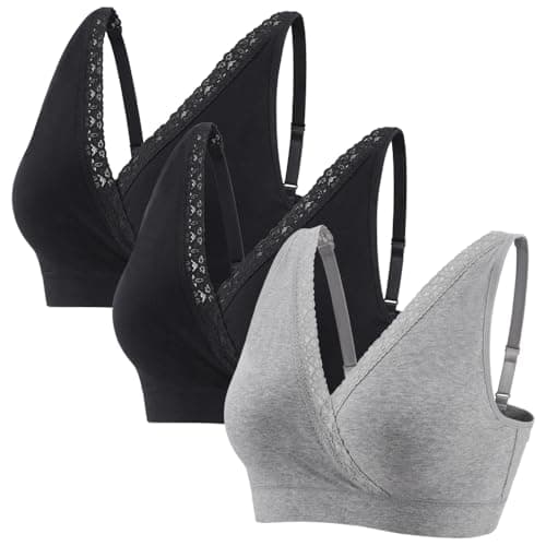Image of MANCI Cotton Sleep Bra with Lace Trim & Adjustable Straps – Versatile Maternity Bras for Daily Wear, Pregnancy Support & Nighttime Comfort