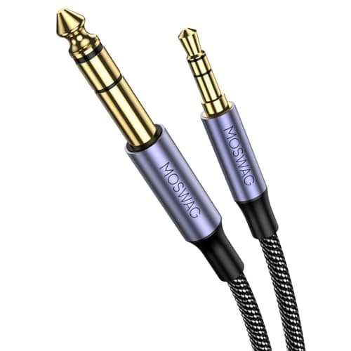 Image of MOSWAG 3.5mm to 6.35mm Stereo Audio Cable 10FT/3Meter,Zinc Alloy Housing 3.5mm 1/8" Male TRS to 6.35mm 1/4" Male TRS Nylon Braided Stereo Audio Cable for iPhone,Amplifiers