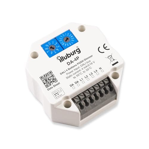 Image of illuburg Push Dimmer Dali Master 4 Channels Equivalent to 1 Button and 1 DALI Address Dimmer Switch Dimmer Actuator Controller