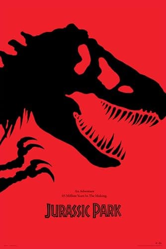 Image of GB Posters Jurassic Park Red Poster - Wall Art - Shipped Rolled - Art Poster - Posters & Prints (61 x 91.5cm, Unframed, Glossy Film)