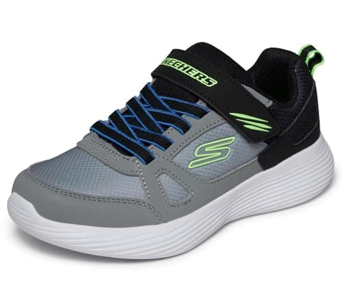 Image of Skechers Boy's Go Run 400 V2 Technix Sneakers, Grey & Black Synthetic/Textile/Lime & Blu, 12 UK Child