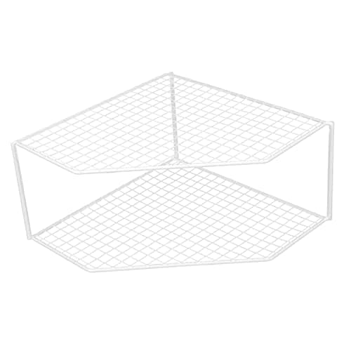 Image of Cabilock 2-tier Corner Shelf Plate Pan Organizer Kitchen Cabinet Shelf Metal Wire Pot Storage Rack for Home Pantry Bathroom Desk Organizer