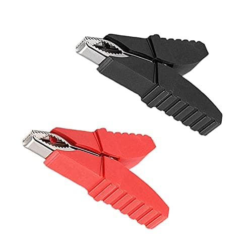 Image of Crocodile Clips 2 Pack Butterfly Type Insulative Full Protective Alligator Clips Electric Test Clips for Cars(Red and Black)