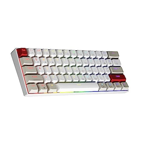 Image of NEWMEN GM610 Wireless Mechanical Keyboard,60% USB C Wired/Bluetooth/2.4Ghz RGB Backlit Compact Hot Swappable Keyboard,White Anti-Ghosting PC Mac Windows Android Gaming Keyboards(Red Switches)