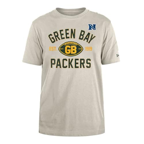 Image of GREEN BAY PACKERS New Era Cap NFL Regular T-Shirt Distressed Screenprint Team Graphic Stone Unisex