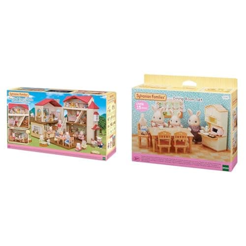 Image of Sylvanian Families 5716 Red Roof Country Home -Secret Attic Playroom- Dollhouse Playsets & Dining Room Set