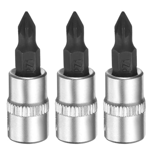 Image of sourcing map 3pcs PZ1 Bit Socket 1/4" Square Drive Phillips Slotted Extension Impact Bit Power Nut Driver Set S2 & CR-V Steel Socket Ratchet Wrench Bits, Silver Black