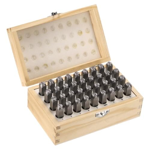 Image of sourcing map 36pcs Metal Stamping Kit 5/16" (8mm) Steel Uppercase Letter and Number Punch Set (A-Z / 0-8 / "&" Symbol) Sandblasting Punch Press Tool for Imprinting Metal Plastic Wood Leather