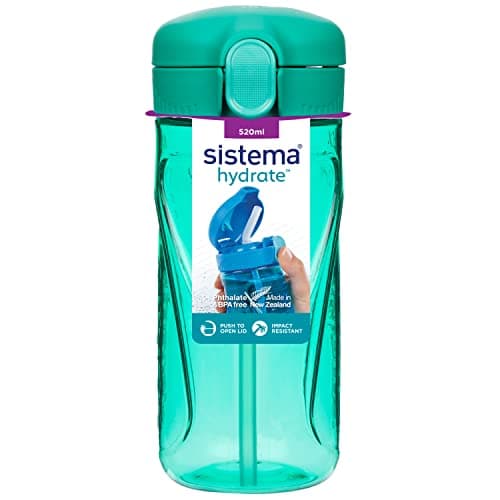 Image of Sistema Hydrate Quick Flip Water Bottle | 520 ml | Sports Water Bottle with Straw | Kids Water Bottle in Assorted Colours