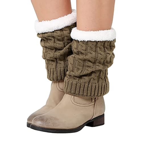 Image of Momolaa Women Boot Toppers Leg Warmers Faux Fur Boot Cuffs for Women Crochet Knitted Boot Socks One Size