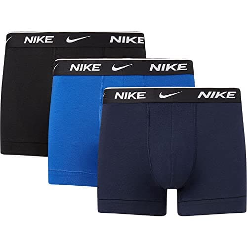 Image of NIKE Mens Everyday Cotton Stretch Trunks, Obsidian/Game Royal/Black, M EU