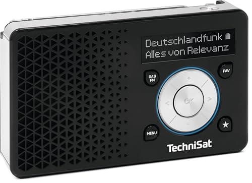 Image of TechniSat DIGITRADIO 1 A - Portable DAB+ Radio with Automatic Safety Alert (ASA, DAB, FM, Headphone Jack, Favourite Memory, OLED Display, Small, 1 Watt RMS) Black/Silver
