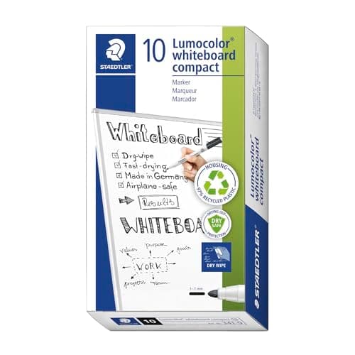 Image of STAEDTLER 341-9 Lumocolor Compact Whiteboard Marker 1-2mm Line Width - Black (Box of 10)