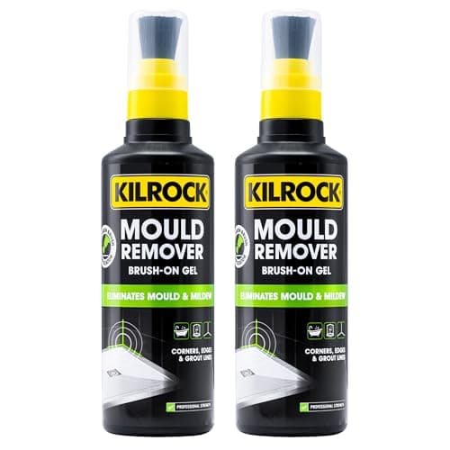 Image of Kilrock Mould Remover Brush-On Gel 2 x 250ml - Eliminates Mould & Mildew - Accurately Target Areas of Mould Growth - For use in Baths, Showers, Corners, Edges, Grout Lines