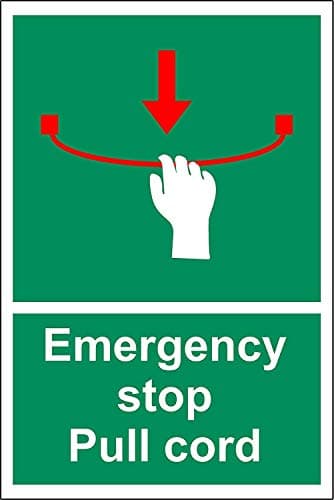 Image of Emergency stop Pull cord safety sign - 1.2mm rigid plastic 200mm x 150mm