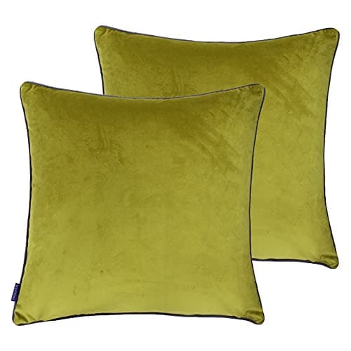 Image of Paoletti Meridian Polyester Filled Cushions (Twin Pack), Polyester, Moss/Charcoal