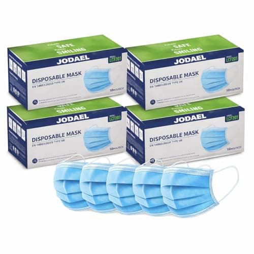 Image of JODAEL Disposable Face Masks with Ear Loops 3 Ply Protection Masks Bulk Buy Packs Available Breathable & Comfortable Health & Personal Care Hygiene Ideal for Travel, Work & Daily Use(200)