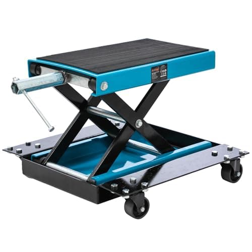 Image of KATSU Tools Motorcycle Lift Jack with Dolly, Motorbike Lifting Stand, 500kg Max Capacity, Motocross Dirt Bike Repair Maintenance Lift Stand 161231