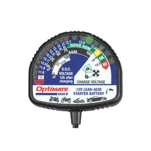 Image of Optimate TecMate TS130 Tester, Charge Level Tester, All 12V Lead-Acid Batteries, Black