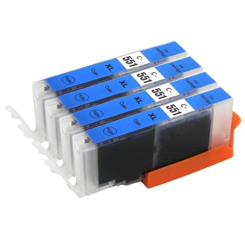 Image of 4 Go Inks Cyan Ink Cartridges to replace Canon CLI-551C Compatible / Non-OEM for PIXMA Printers, High Capacity