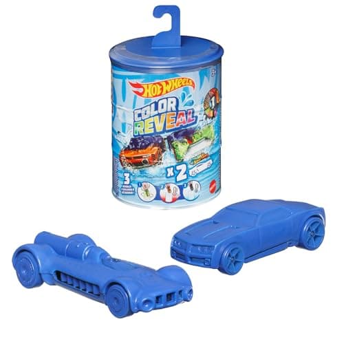 Image of Hot Wheels 2 Toy Cars (Assorted Styles, One Random Set), Colour Reveal Toy Vehicles in 1:64 Scale, Includes 2 Colour Shifters, 3 Reveals in Hot and Cold Water, Cars for Kids Ages 3 and Up, GYP13