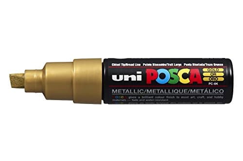 Image of Uni Posca Marker PC-8K Paint Glass Pen Broad Chisel Tip 8.00mm Gold