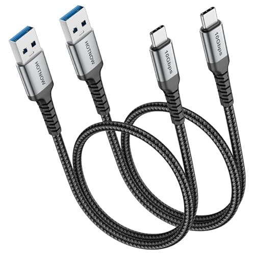 Image of HOTNOW short Android Auto USB C Cable 50cm 2Pack, 0.5m CarPlay USB A to USB C data transfer cable (10Gbps) and 3.1A Fast Charger for Samsung T7 SSD, Galaxy S24 S23 Note 20, iPhone 16/15, Pixel 7