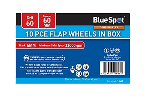 Image of Blue Spot Tools 19618 10 Piece 60 Grit 60MM Spindle Flap Wheels in Box