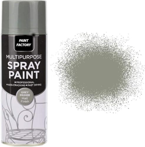 Image of Paint Factory® 400ml Professional Quality Fantastic Finish All-Purpose Interior Exterior Household Spray Paint for Wood Metal Plastic Ceramics & More (Grey Primer Matt)