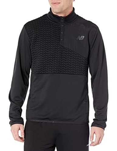 Image of New Balance Men's Nb Heat Loft 1/4 Button Snap Top, Black, S