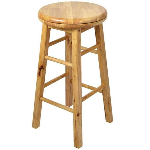 Image of Chef Vida Modern 360° Swivel Breakfast Bar Stool for Kitchen Counters, Natural Wood