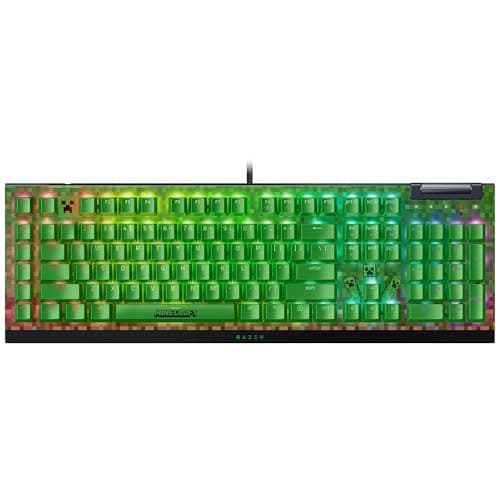 Image of Razer BlackWidow V4 X Mechanical Gaming Keyboard: Green Switches Tactile & Clicky - 6 Macro Keys - Chroma RGB - Doubleshot ABS Keycaps - Sound Dampening & Stabilizers - Minecraft Edition