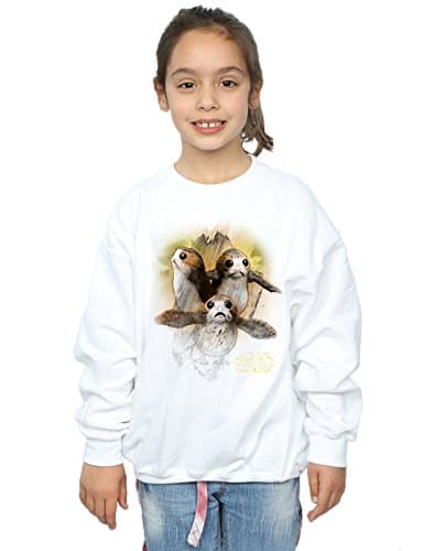Image of Star Wars Girls The Last Jedi Porgs Brushed Sweatshirt 9-11 Years White
