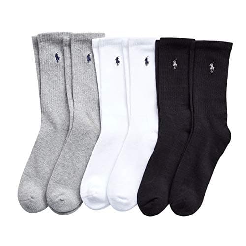 Image of Polo by Ralph Lauren Mens Casual Socks (10-13, Black/White/Gray) ZP821005PK6 BAST