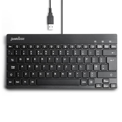 Image of Perixx PERIBOARD-426 Compact Wired USB Mini Keyboard, QWERTY UK Layout, Lightweight Design, Multimedia Keys, Black