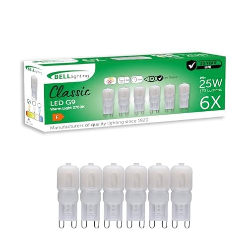 Image of BELL Lighting G9 LED Bulbs 6 Pack | Warm White 2700K | 170 Lumen 2W | Energy Saving G9 LED Bulbs | 25 Watts Lamp Equivalent| Non-Dimmable