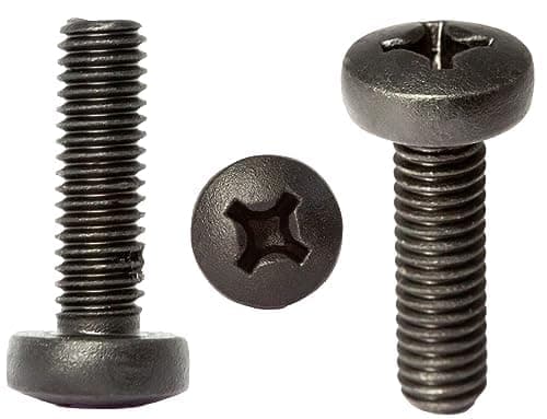 Image of M6 (6mm x 10mm) Black Zinc Flake Phillips Pan Head Machine Screws Metric Steel Fully Threaded DIN 7985 (Pack of 20) N07ABC