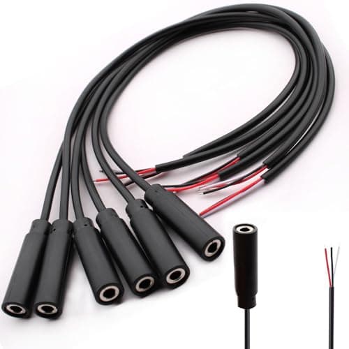 Image of RUNCCI-YUN 6pcs 3.5mm Female Jack Panel Mount connector Cable with open end TRS 3-pin stereo,Solderable Mini 3.5mm Audio connector cable for and Audio Equipment Installed or Replace Repair (30cm)