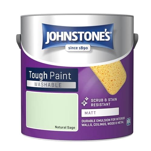 Image of Johnstone's - Washable Paint - Natural Sage - Matt Finish - Emulsion Paint - Highly Durable - Stain Resistant - Non Toxic & Low Odour - 12m2 Coverage per Litre - 2.5L- Pack of 1
